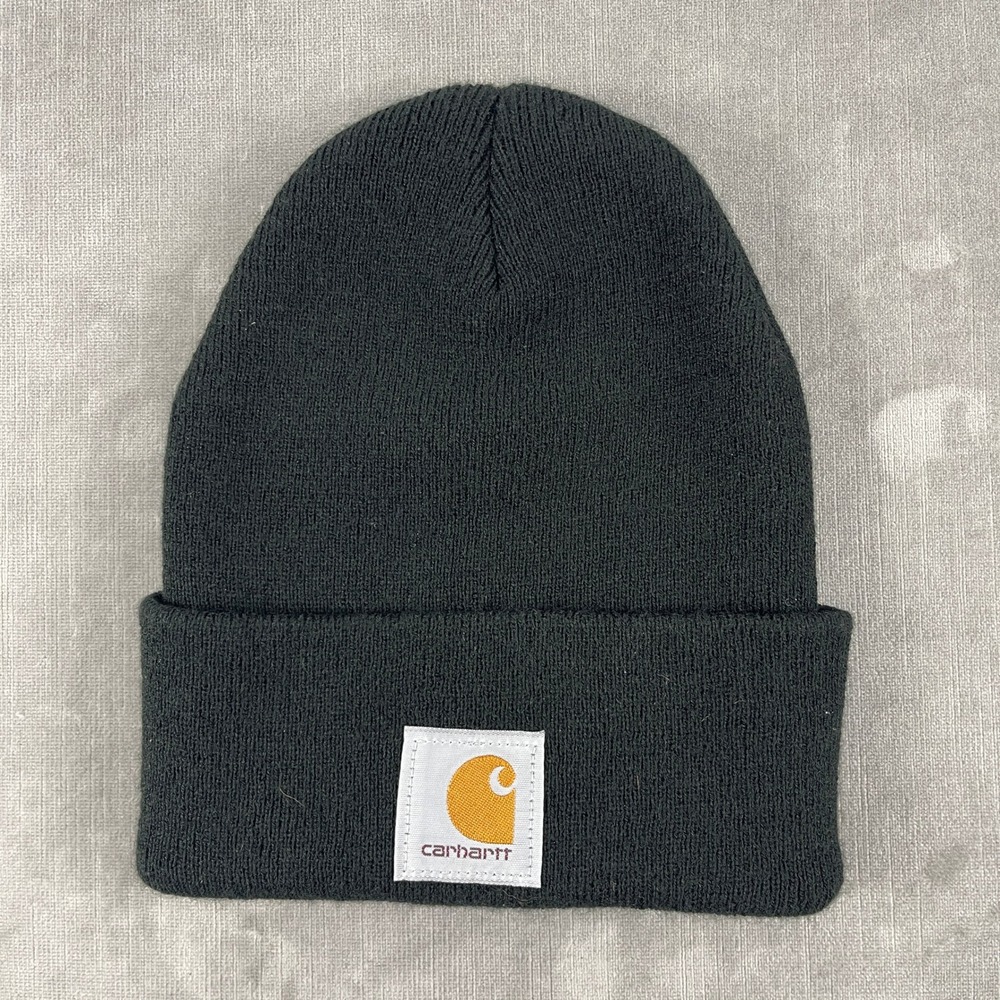 Carhartt Mens OSFA Black Beanie A18 Acrylic Watch Hat Logo Patch